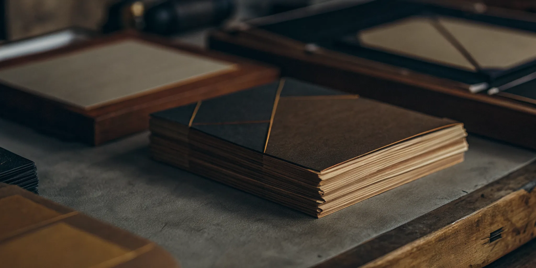 A stack of professionally printed custom postcards with a clean, modern design.
